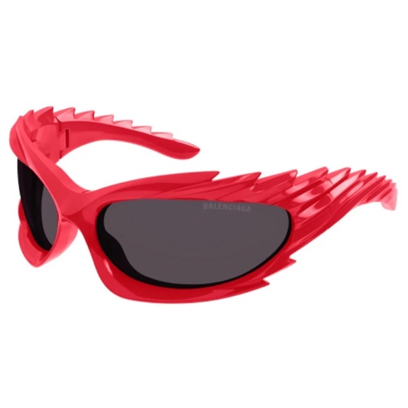 NEW BALENCIAGA OVAL SUNGLASSES BALENCIAGA BB0255S 004 RED GREY EYEWEAR - Picture 2 of 6